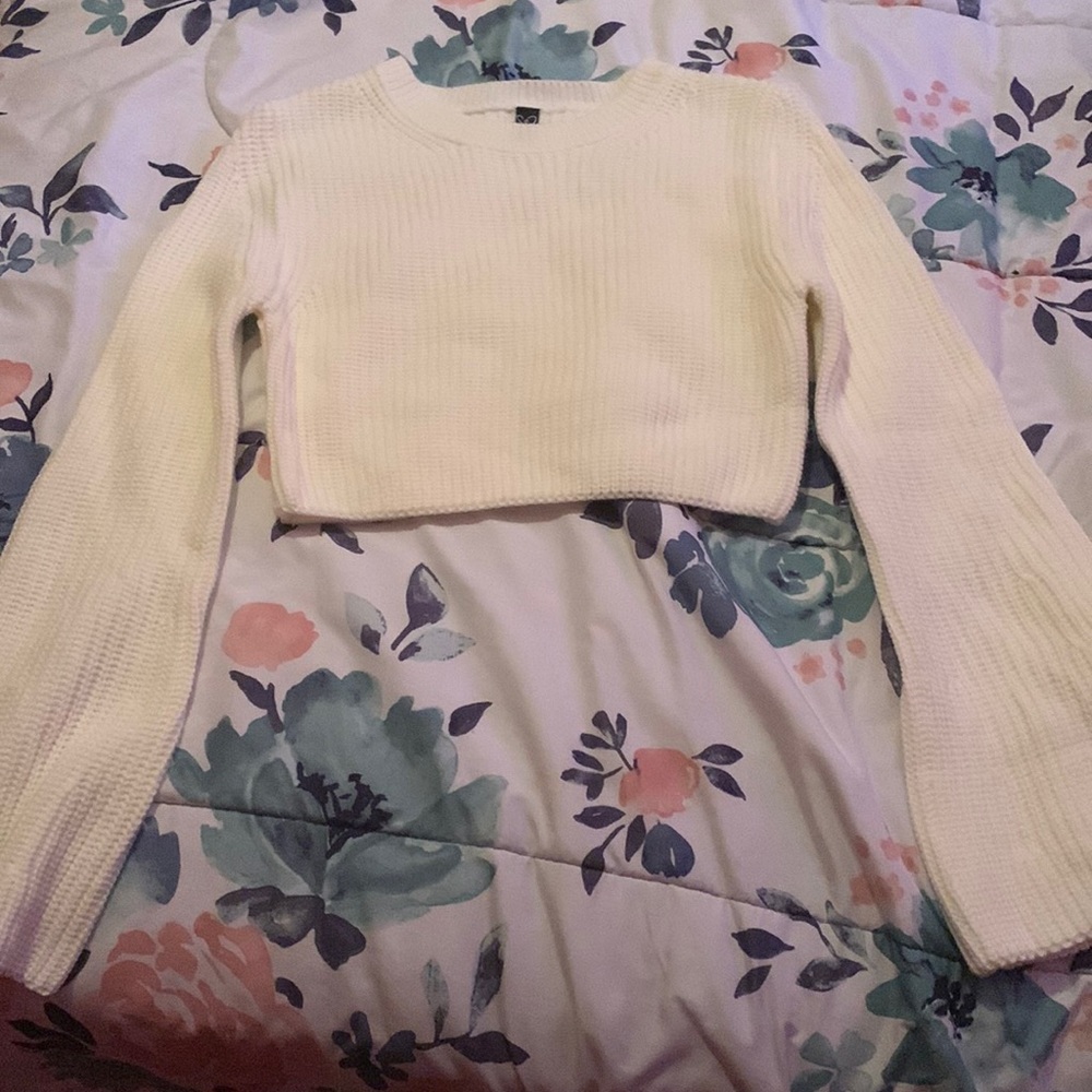 Cropped long sleeve sweater